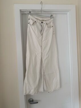Mustard Seed Cream Maxi Skirt with Center Front Slit